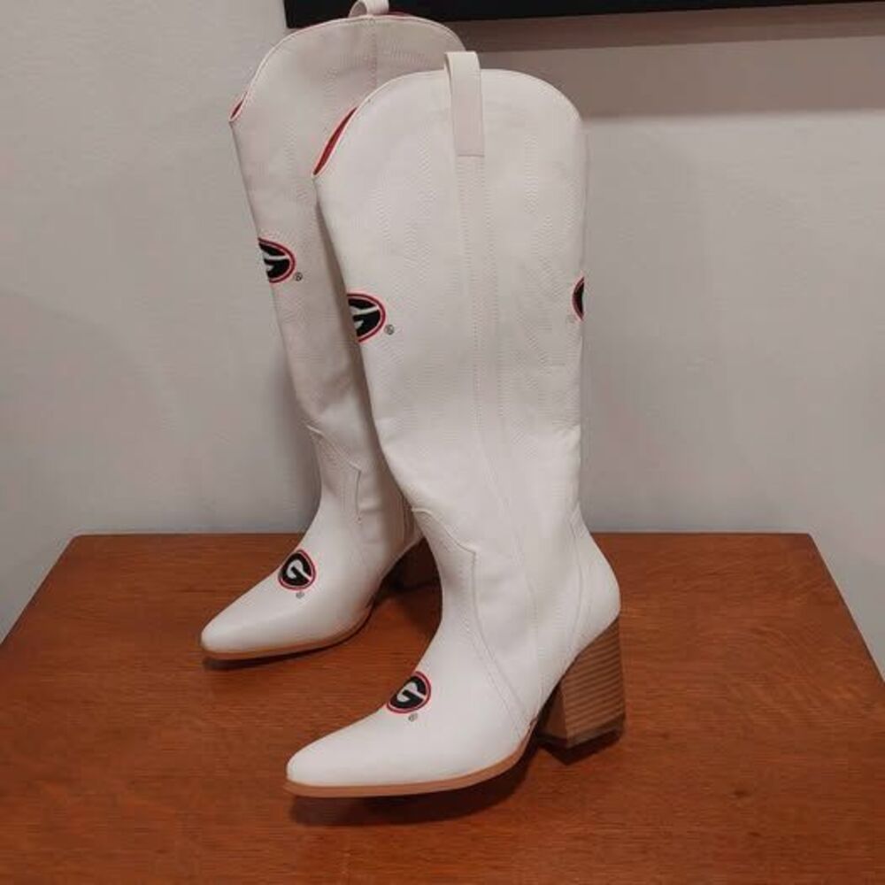 UGA Bulldogs New Vaccari University of Georgia Game Day White Cowgirl Boots Sz 7